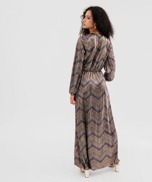 Robe longue en maille plissée métallisée femme vue3 - GEMO(FEMME PAP) - GEMO