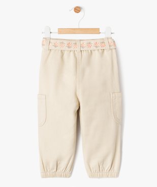 Pantalon jogger en toile de coton avec ceinture bébé fille vue5 - GEMO(BEBE DEBT) - GEMO