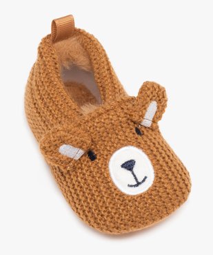 Chaussons de naissance bébé garçon ourson en tricot  vue5 - GEMO 4G BEBE - GEMO