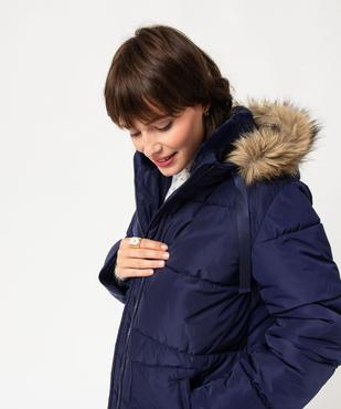 Manteau matelassé à capuche en fourrure imitation femme vue2 - GEMO 4G FEMME - GEMO