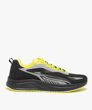 Baskets homme running en textile avec détails fluo vue2 - GEMO (SPORTSWR) - GEMO