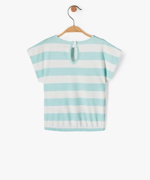 Tee-shirt bébé fille à rayures avec bas élastique vue3 - GEMO(BEBE DEBT) - GEMO