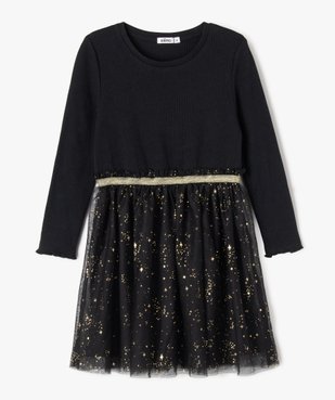 Robe manches longues en maille et jupe en tulle étoilé fille vue1 - GEMO (ENFANT) - GEMO