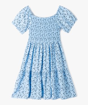 Robe fille fleurie à buste smocké vue3 - GEMO (JUNIOR) - GEMO