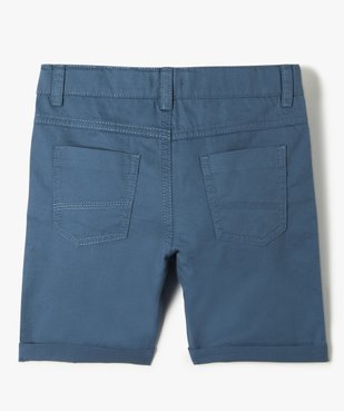 Bermuda garçon en coton twill uni à revers vue3 - GEMO 4G GARCON - GEMO