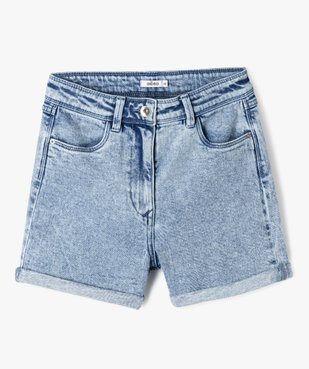 Short en jean taille haute coupe droite fille vue1 - GEMO (JUNIOR) - GEMO