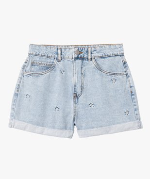 Short en jean coupe ample avec motifs brodés femme vue4 - GEMO 4G FEMME - GEMO