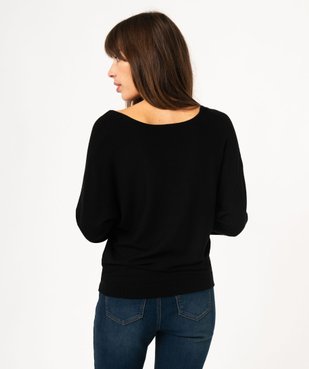 Pull fin à col V zippé manches chauve-souris femme vue3 - GEMO 4G FEMME - GEMO