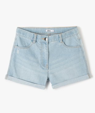 Short en jean fille à revers cousus vue1 - GEMO (JUNIOR) - GEMO