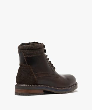 Boots dessus en cuir avec col en maille à semelle crantée homme vue5 - URBAN STEPS - GEMO