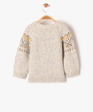 Pull jacquard en grosse maille bébé garçon vue3 - GEMO(BEBE DEBT) - GEMO