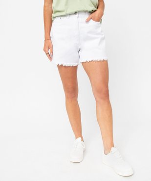 Short en jean à taille haute et finition frangée femme vue1 - GEMO(FEMME PAP) - GEMO