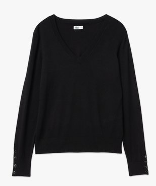 Pull fin à col V avec boutons aux poignets femme vue4 - GEMO 4G FEMME - GEMO