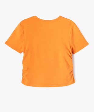 Tee-shirt manches courtes crop top à fronces fille vue3 - GEMO 4G FILLE - GEMO