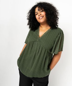 Blouse manches courtes en voile plumetis femme grande taille vue1 - GEMO (G TAILLE) - GEMO