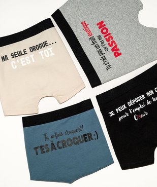 Boxers en coton stretch homme avec inscriptions (lot de 2) vue8 - GEMO 4G HOMME - GEMO