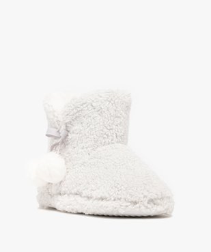 Chaussons femme boots en sherpa à pompons détails scintillants vue2 - GEMO(HOMWR FEM) - GEMO