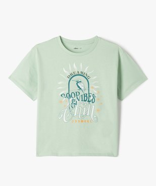 Tee-shirt à manches courtes avec motif positif fille vue1 - GEMO 4G FILLE - GEMO