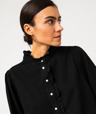 Blouse en toile de coton avec col froncé femme vue2 - GEMO(FEMME PAP) - GEMO