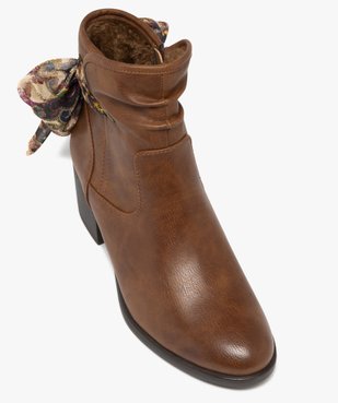 Boots femme fourrées à talon carré avec foulard noué style vintage vue6 - GEMO(URBAIN) - GEMO