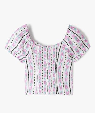 Blouse fille courte à dos smocké vue3 - GEMO (JUNIOR) - GEMO