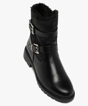 Boots femme fourrées à double brides fantaisie vue5 - GEMO (CASUAL) - GEMO