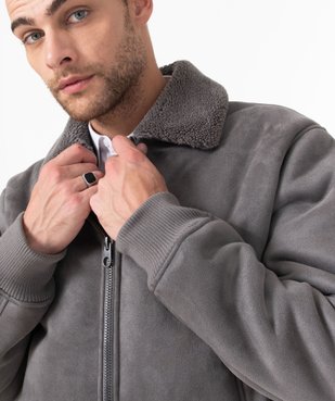 Blouson homme en suédine avec doublure chaude vue3 - GEMO (HOMME) - GEMO