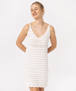 Robe courte à bretelles en maille tricotée ajourée femme vue3 - GEMO 4G FEMME - GEMO