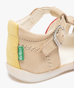 Sandales bébé fille en cuir uni avec brides à boucle - Kickers vue6 - KICKERS - GEMO