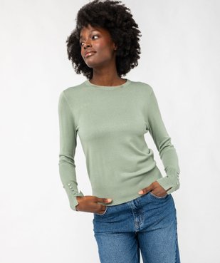 Pull fin à col rond avec boutons aux poignets femme vue1 - GEMO 4G FEMME - GEMO