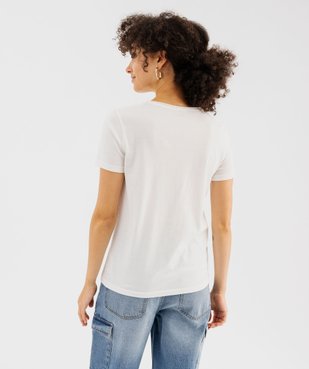 Tee-shirt à manches courtes avec col V roulotté femme vue12 - GEMO(FEMME PAP) - GEMO