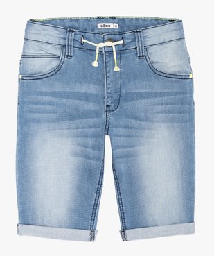 Bermuda garçon en jean extensible avec ceinture cordon vue1 - GEMO (JUNIOR) - GEMO