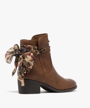 Boots femme fourrées à talon carré avec foulard noué style vintage vue5 - GEMO(URBAIN) - GEMO