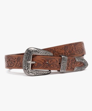 Ceinture à motif esprit western avec boucle ciselée femme vue1 - GEMO (ACCESS) - GEMO