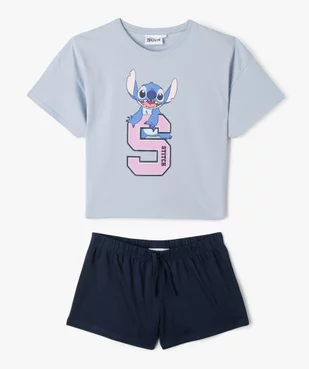 Pyjashort oversize imprimé Stitch fille - Disney vue1 - LILO & STITCH - GEMO