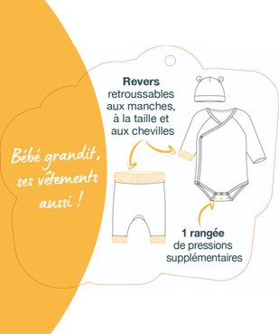 Ensemble naissance évolutif 3 pièces  : body, legging et bonnet vue6 - GEMO(BB COUCHE) - GEMO