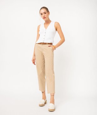 Pantalon en twill de coton avec ceinture tressée femme vue5 - GEMO(FEMME PAP) - GEMO