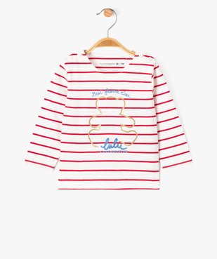 Tee-shirt manches longues rayé et pailleté bébé fille - LuluCastagnette vue1 - LULU G4G - GEMO