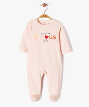 Pyjama en velours avec message coloré bébé fille vue1 - GEMO 4G BEBE - GEMO