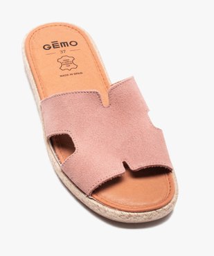 Mules femme à talon plat et bride en cuir retourné vue5 - GEMO (CASUAL) - GEMO