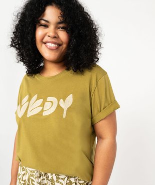 Tee-shirt à manches courtes avec motif brodé femme grande taille vue3 - GEMO (G TAILLE) - GEMO