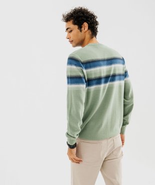 Pull à col rond en maille fine à rayures homme vue3 - GEMO (HOMME) - GEMO