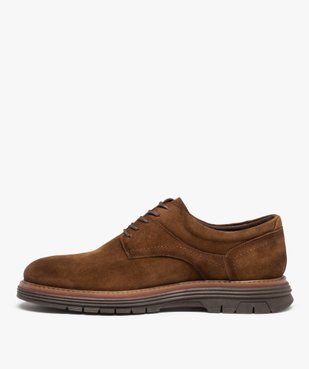 Derbies homme dessus cuir uni à lacets – Tanéo vue4 - TANEO - GEMO