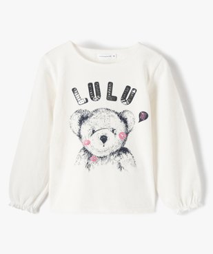 Tee-shirt fille avec motif et sequins brodés – LuluCastagnette vue1 - LULUCASTAGNETTE - GEMO