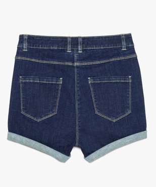 Short fille taille haute en jean stretch à revers cousus vue2 - GEMO (JUNIOR) - GEMO