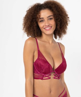 Soutien-gorge push-up en satin et dentelle vue1 - GEMO(HOMWR FEM) - GEMO