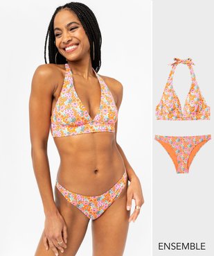 Ensemble maillot de bain deux pièces triangle à imprimés floraux - GEMO