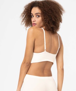 Brassière push-up en maille côtelée à fines bretelles vue2 - GEMO 4G FEMME - GEMO