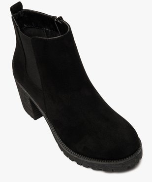 Boots femme à talon et semelle crantée en suédine unie vue5 - GEMO(URBAIN) - GEMO