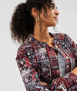 Veste matelassée à col rond à motifs femme vue2 - GEMO 4G FEMME - GEMO